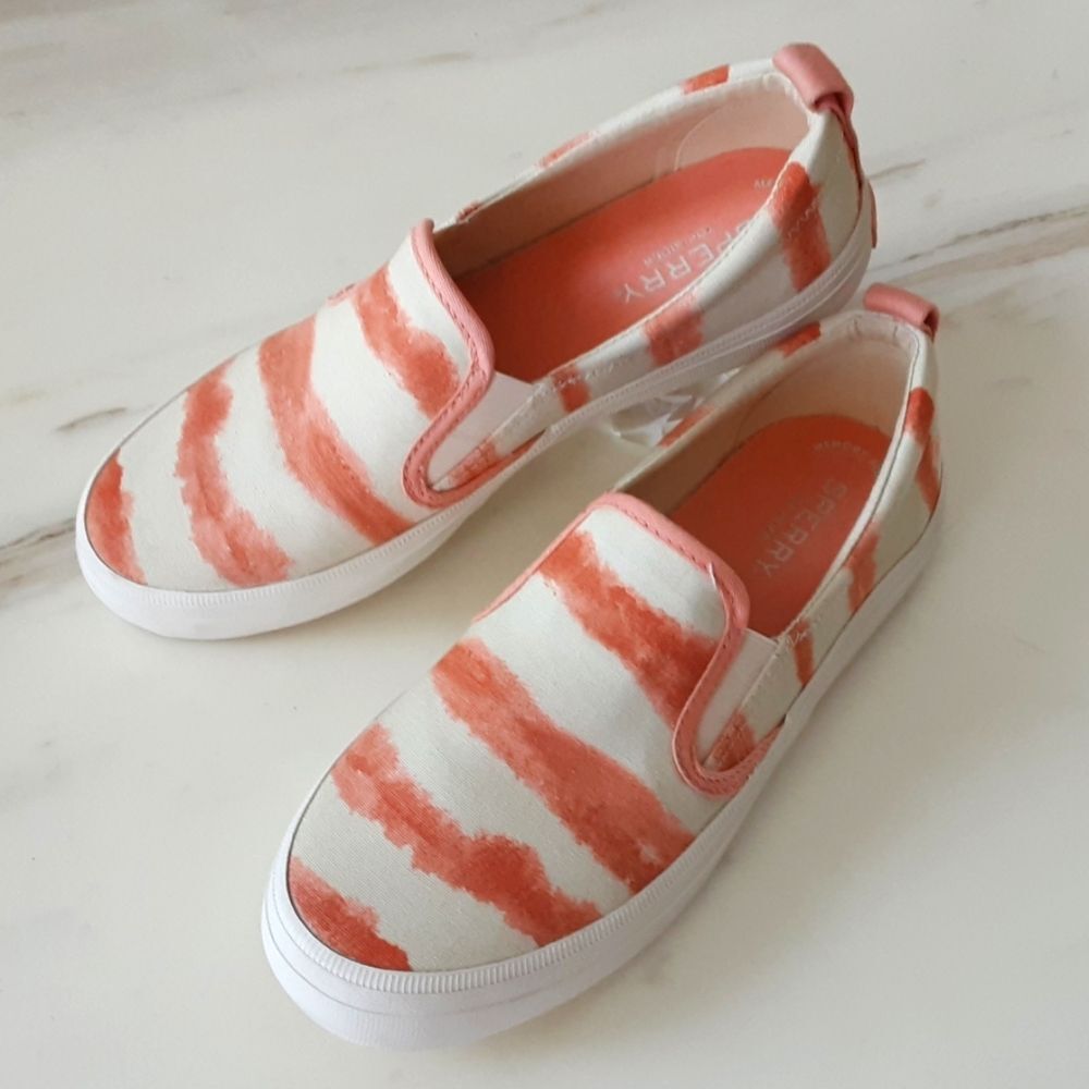 SPERRY Crest Twin Gore Tie Dye Rose Slip-Ons Sneakers Sz 6.5 # STS87487